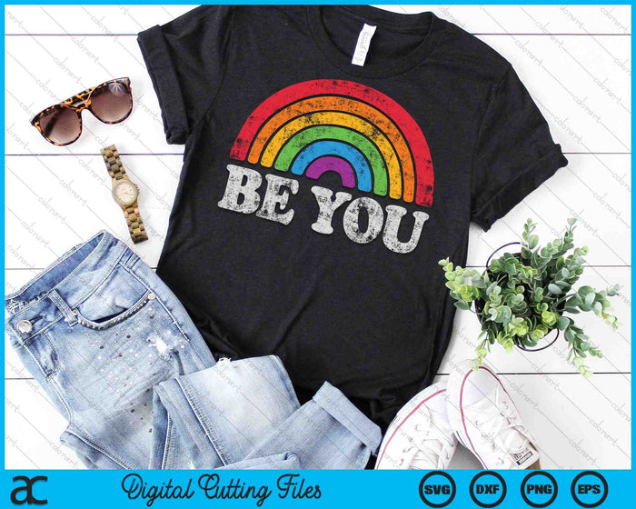 LGBTQ Be You Gay Pride LGBT Ally Rainbow Flag SVG PNG digitale snijbestanden