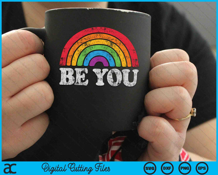 LGBTQ Be You Gay Pride LGBT Ally Rainbow Flag SVG PNG digitale snijbestanden