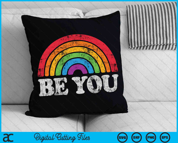 LGBTQ Be You Gay Pride LGBT Ally Rainbow Flag SVG PNG Archivos de corte digitales