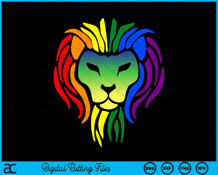 LGBTQ Gay Pride Flag Proud Lion SVG PNG Digital Cutting Files