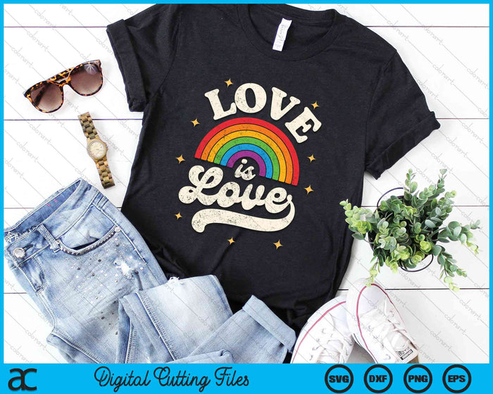 LGBTQ Love Is Love Gay Pride LGBT Ally Rainbow Flag Vintage SVG PNG Digital Cutting Files