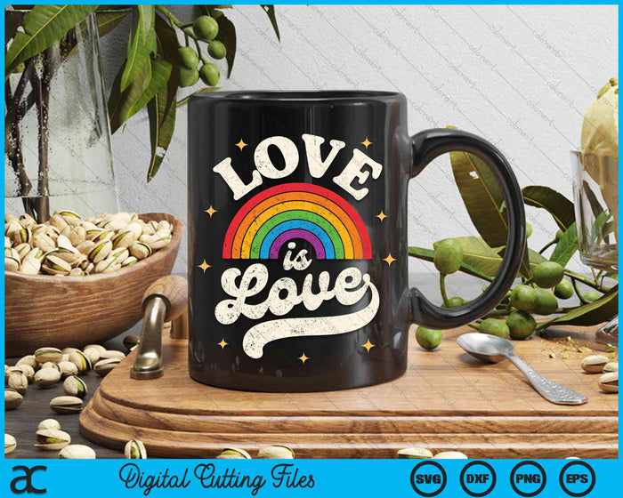 LGBTQ Love Is Love Gay Pride LGBT Ally Rainbow Flag Vintage SVG PNG Digital Cutting Files