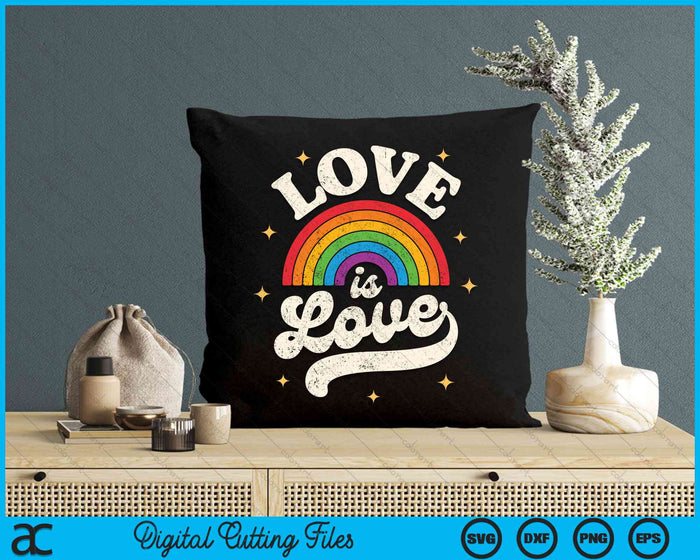 LGBTQ Love Is Love Gay Pride LGBT Ally Rainbow Flag Vintage SVG PNG Digital Cutting Files