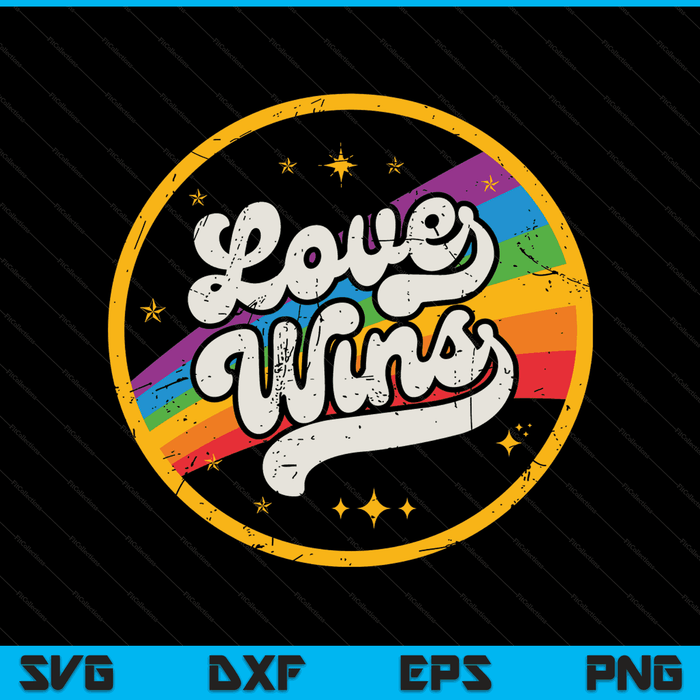 LGBTQ love wins gay pride LGBT ally rainbow flag vintage SVG cut file
