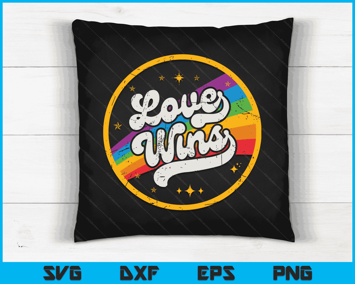 LGBTQ Love Wins Gay Pride LGBT Ally Rainbow Flag Vintage SVG PNG Digital Cutting Files