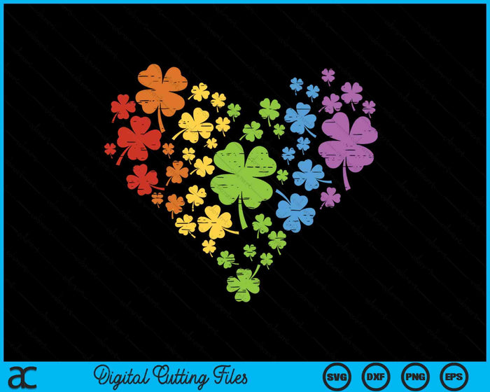 LGBT Shamrock Heart Rainbow St Patricks Day Gay Pride SVG PNG Digital Printable Files