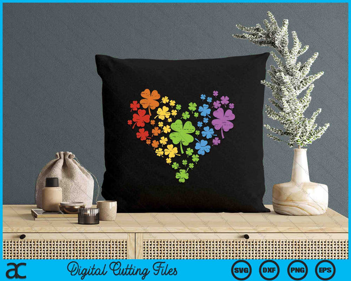 LGBT Shamrock Heart Rainbow St Patricks Day Gay Pride SVG PNG Digital Printable Files