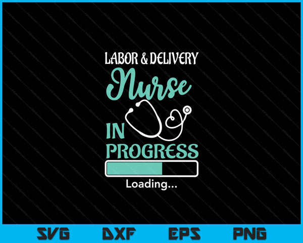 Arbeid &amp; levering verpleegkundige bezig met het laden van Student SVG PNG digitale snijbestanden