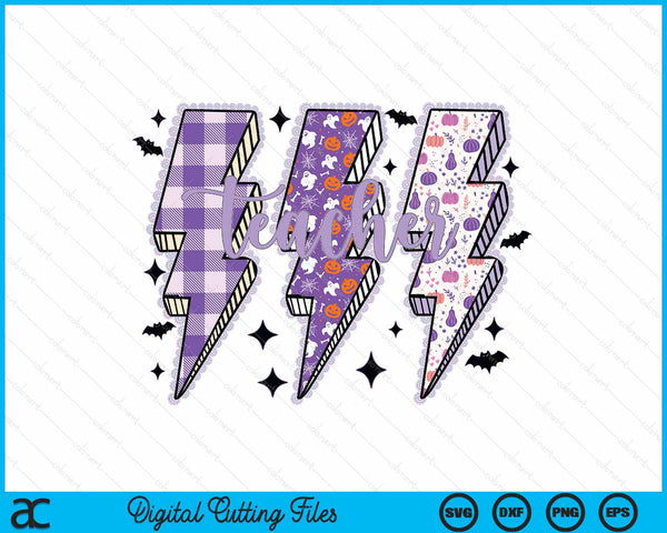Lace Teacher Lighting Bolt Teacher Halloween Trick Or Teach SVG PNG Digital Printable Files