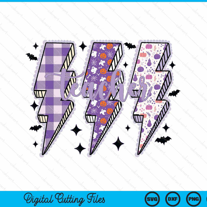 Lace Teacher Lighting Bolt Teacher Halloween Trick Or Teach SVG PNG Digital Printable Files