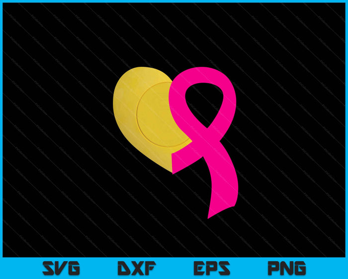 Lacrosse Ball Pink Ribbon Heart Cool Breast Cancer Awareness SVG PNG Digital Printable Files