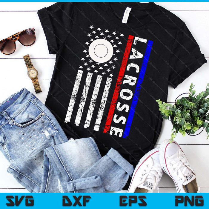 Lacrosse Lovers 4th of July American Flag Lacrosse USA SVG PNG Digital Printable Files
