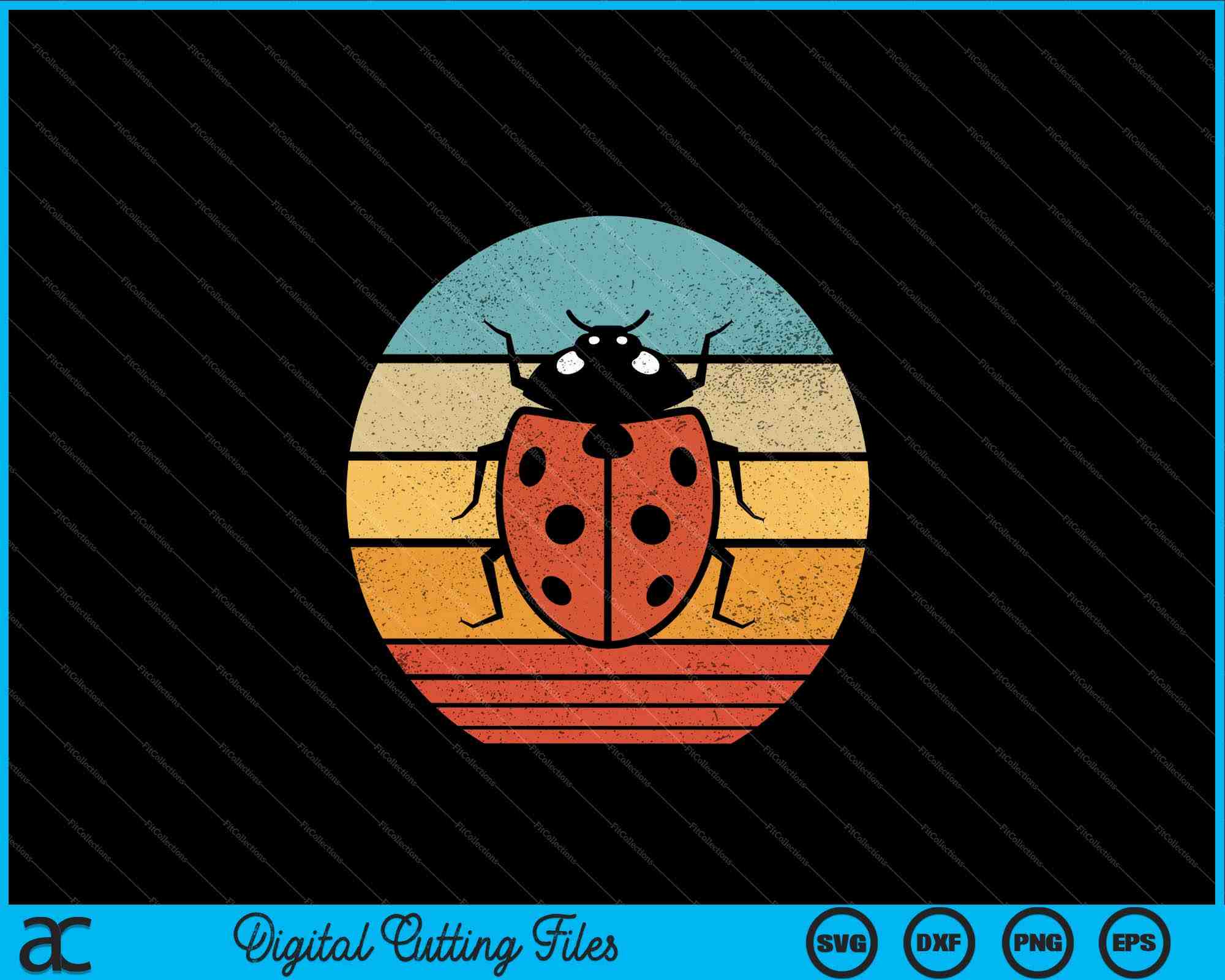 Ladybug Retro Vintage 60s 70s Sunset Bug Insect SVG PNG Files ...