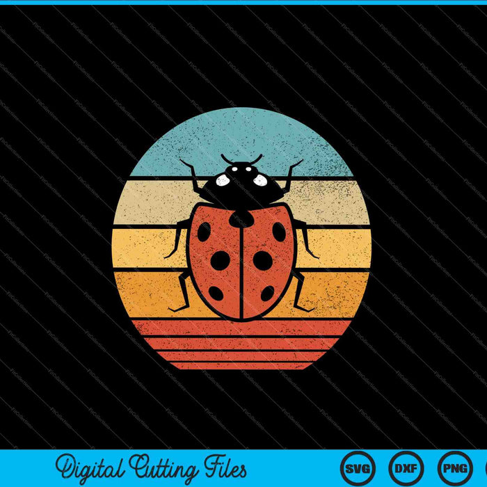 Ladybug Retro Vintage 60s 70s Sunset Bug Insecto SVG PNG Archivos de corte digital