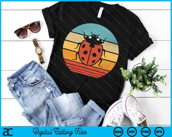 Lieveheersbeestje Retro Vintage jaren '60 jaren '70 zonsondergang Bug Insect SVG PNG digitale snijbestanden - on a t-shirt