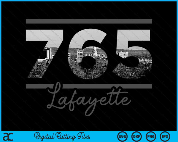 Lafayette 765 Area Code Skyline Indiana Vintage SVG PNG Digital Cutting Files