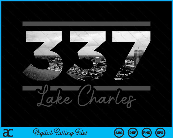 Lake Charles 337 Area Code Skyline Louisiana Vintage SVG PNG Digital Cutting Files