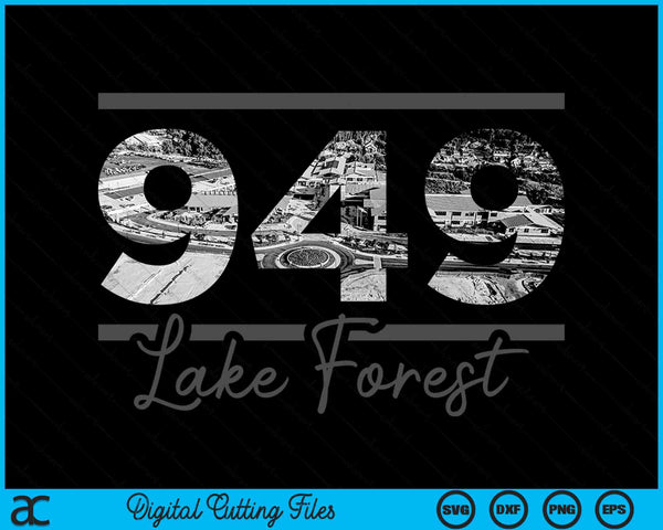 Lake Forest 949 Netnummer Skyline Californië Vintage SVG PNG digitale snijbestanden