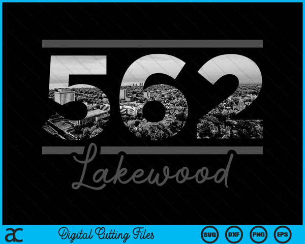 Lakewood 562 Netnummer Skyline Californië Vintage SVG PNG digitale snijbestanden