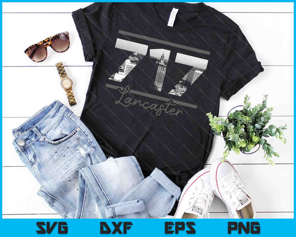 Lancaster 717 Código de área Skyline Pennsylvania Vintage SVG PNG Cortar archivos imprimibles - on a t-shirt