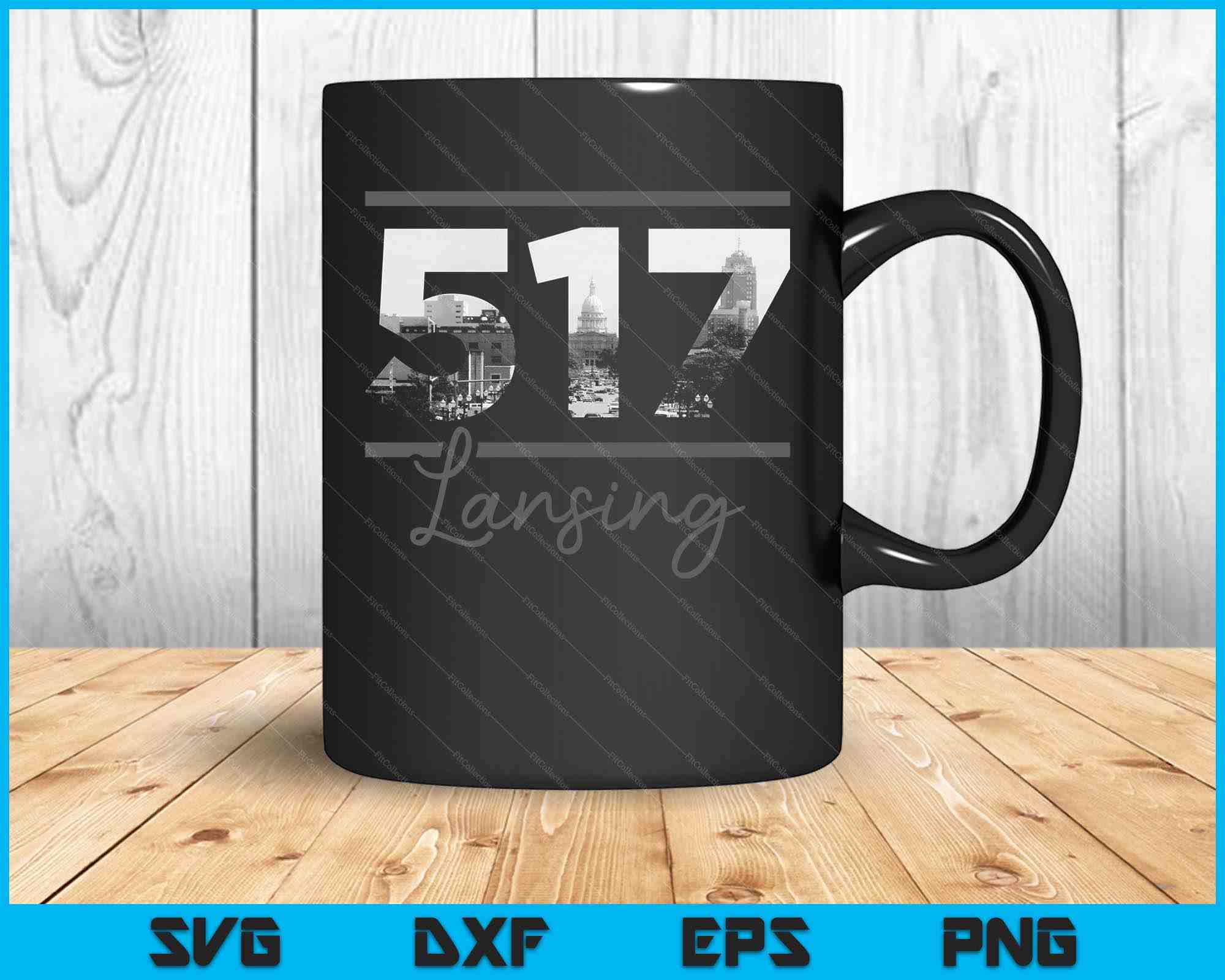 Lansing 517 Area Code Skyline Michigan Vintage SVG PNG Cutting Printab ...