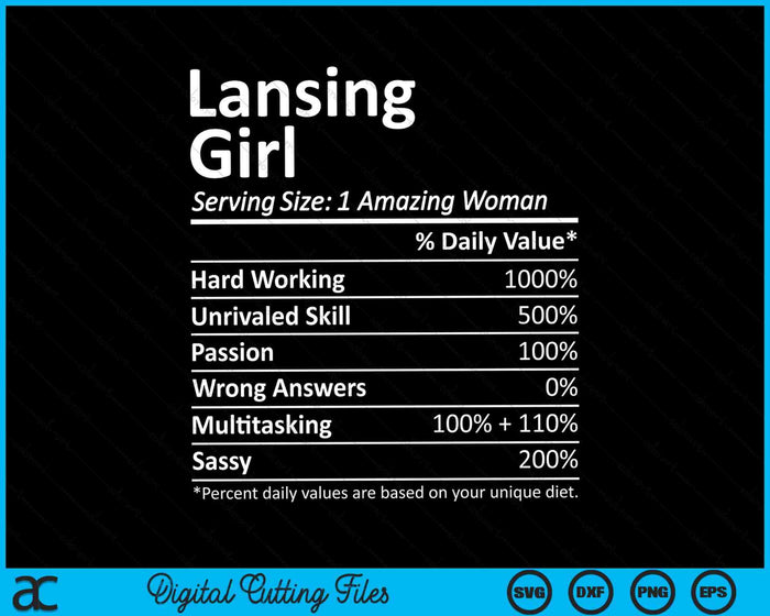 Lansing Girl MI Michigan Funny City Home Roots SVG PNG Digital Cutting Files