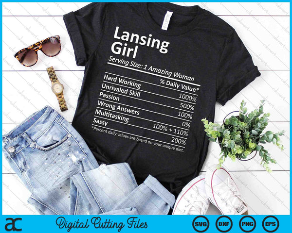 Lansing Girl MI Michigan Funny City Home Roots SVG PNG Archivos de corte digital