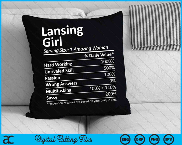 Lansing Girl MI Michigan Funny City Home Roots SVG PNG Digital Cutting Files