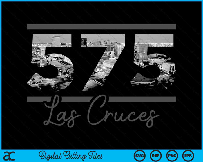 Las Cruces 575 Netnummer Skyline New Mexico Vintage SVG PNG digitale snijbestanden 