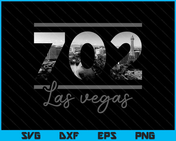 Las Vegas 702 Código de área Skyline Nevada Vintage SVG PNG Cortar archivos imprimibles