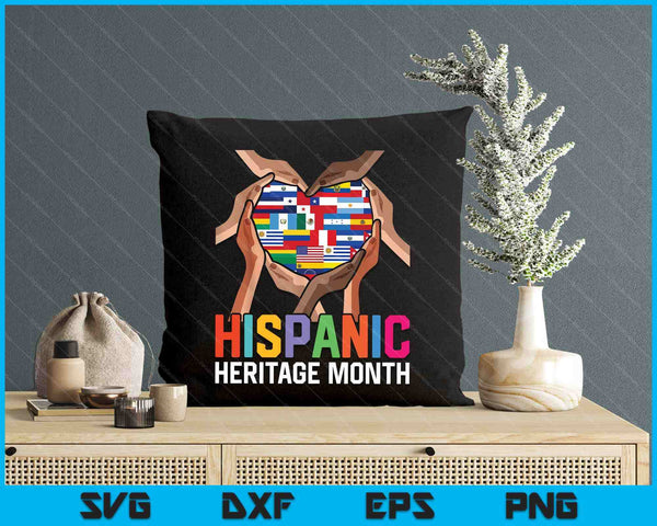 Latin Countries Hands Heart Flags Hispanic Heritage Month SVG PNG Digital Printable Files