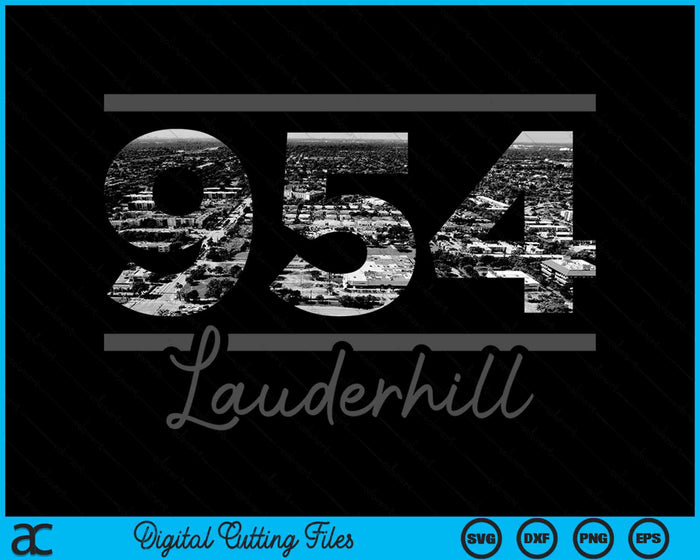 Lauderhill 954 Netnummer Skyline Florida Vintage SVG PNG digitale snijbestanden 