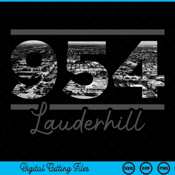 Lauderhill 954 Area Code Skyline Florida Vintage SVG PNG Digital Cutting Files