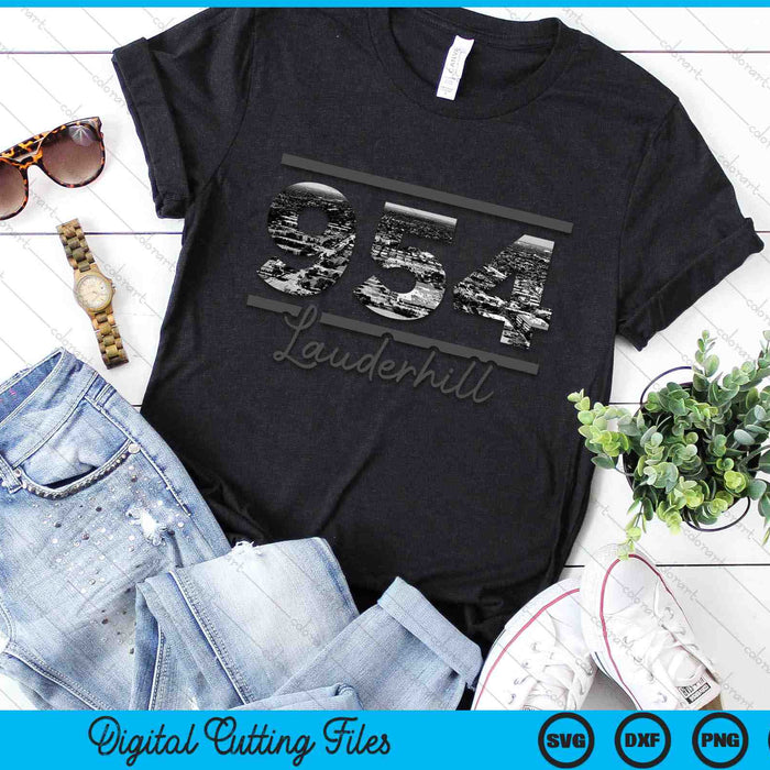 Lauderhill 954 Netnummer Skyline Florida Vintage SVG PNG digitale snijbestanden 