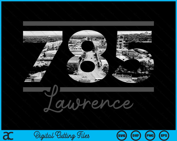 Lawrence 785 Netnummer Skyline Kansas Vintage SVG PNG digitale snijbestanden 