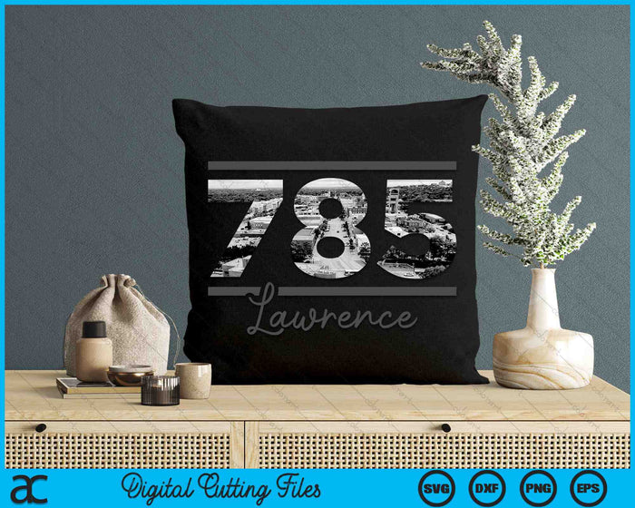 Lawrence 785 Area Code Skyline Kansas Vintage SVG PNG Digital Cutting Files