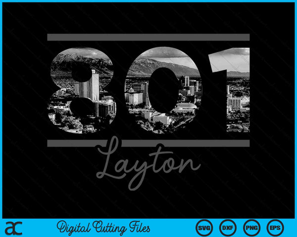 Layton 801 Area Code Skyline Utah Vintage SVG PNG Digital Cutting Files