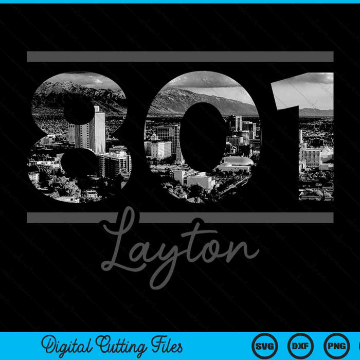 Layton 801 Area Code Skyline Utah Vintage SVG PNG Digital Cutting Files