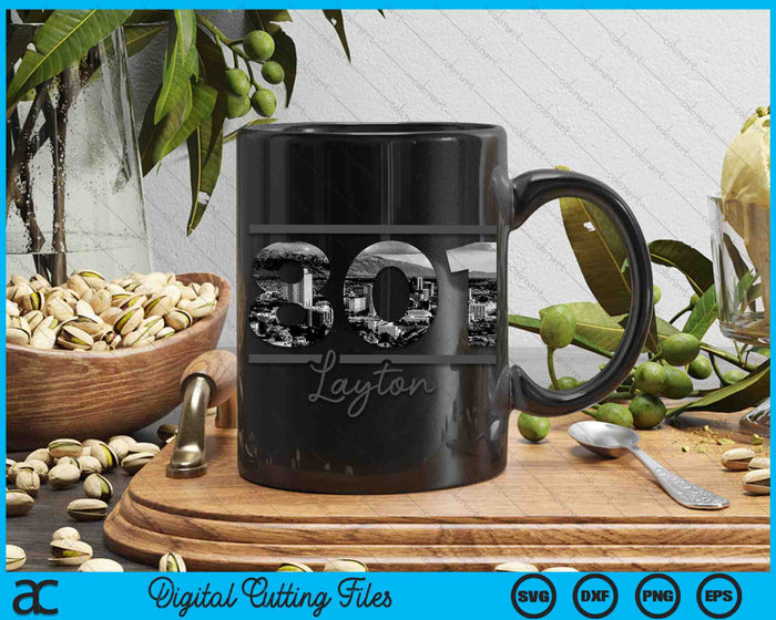 Layton 801 Area Code Skyline Utah Vintage SVG PNG Digital Cutting Files