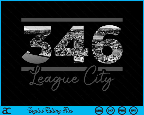 League City 346 Area Code Skyline Texas Vintage SVG PNG Digital Cutting Files