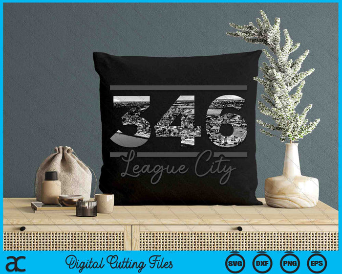 League City 346 Area Code Skyline Texas Vintage SVG PNG Digital Cutting Files
