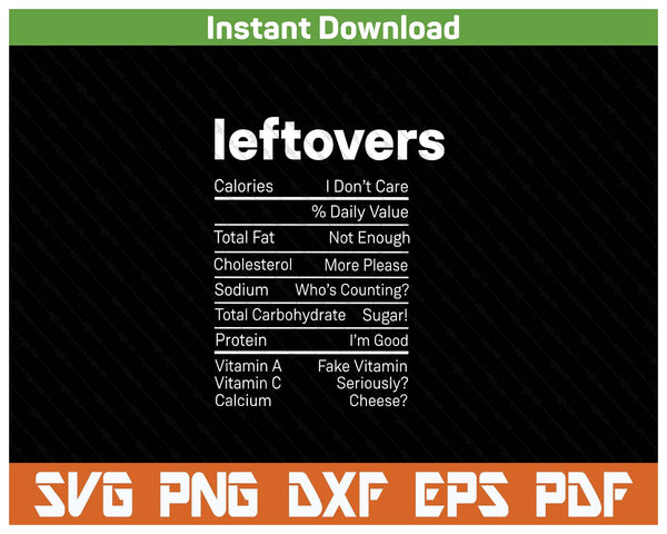 Thanksgiving nutrition facts humor SVG cut file