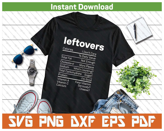 Thanksgiving Nutrition Facts Humor SVG PNG Cutting Files