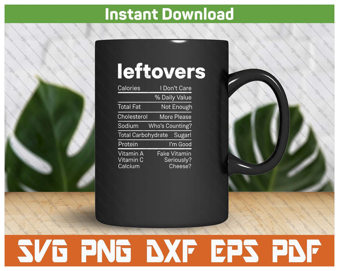 Thanksgiving Nutrition Facts Humor SVG PNG Cutting Files