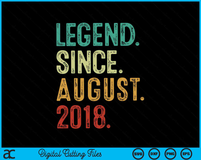 Legend Since August 2018 6 Years Old 6th Birthday SVG PNG Digital Cutting Files