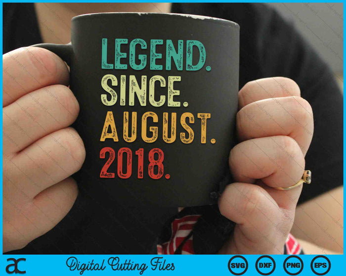 Legend Since August 2018 6 Years Old 6th Birthday SVG PNG Digital Cutting Files