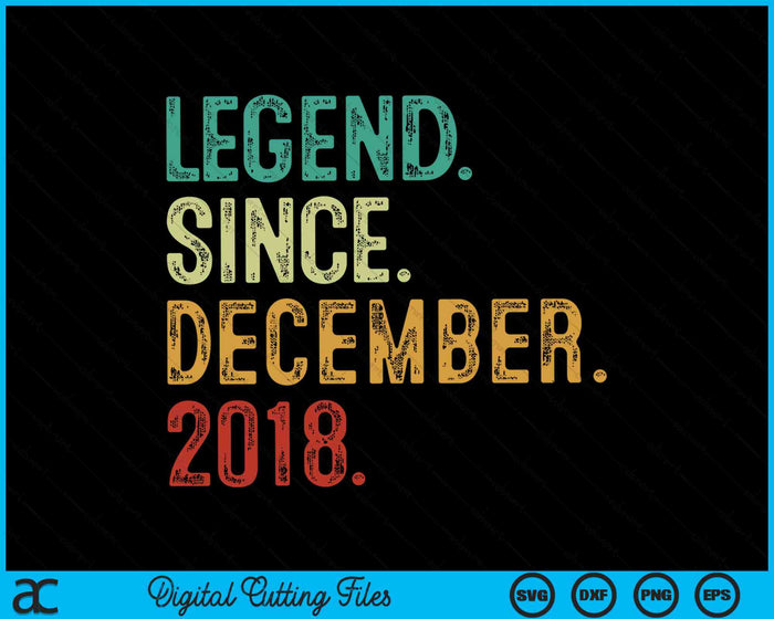 Legende sinds december 2018 6 jaar oud 6e verjaardag SVG PNG digitale snijbestanden