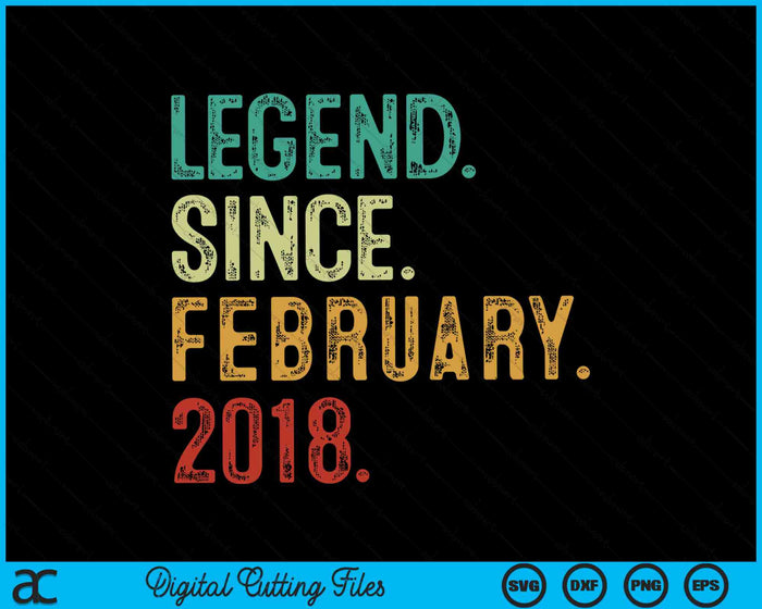 Legend Since February 2018 6 Years Old 6th Birthday SVG PNG Digital Cutting Files