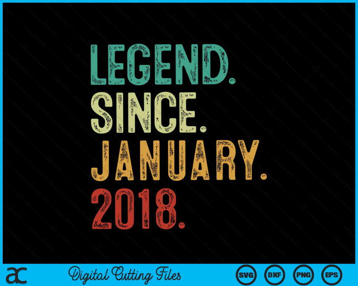 Legend Since January 2018 6 Years Old 6th Birthday SVG PNG Digital Cutting Files