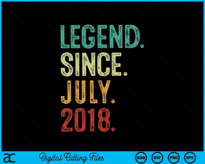 Legend Since July 2018 6 Years Old 6th Birthday SVG PNG Digital Cutting Files